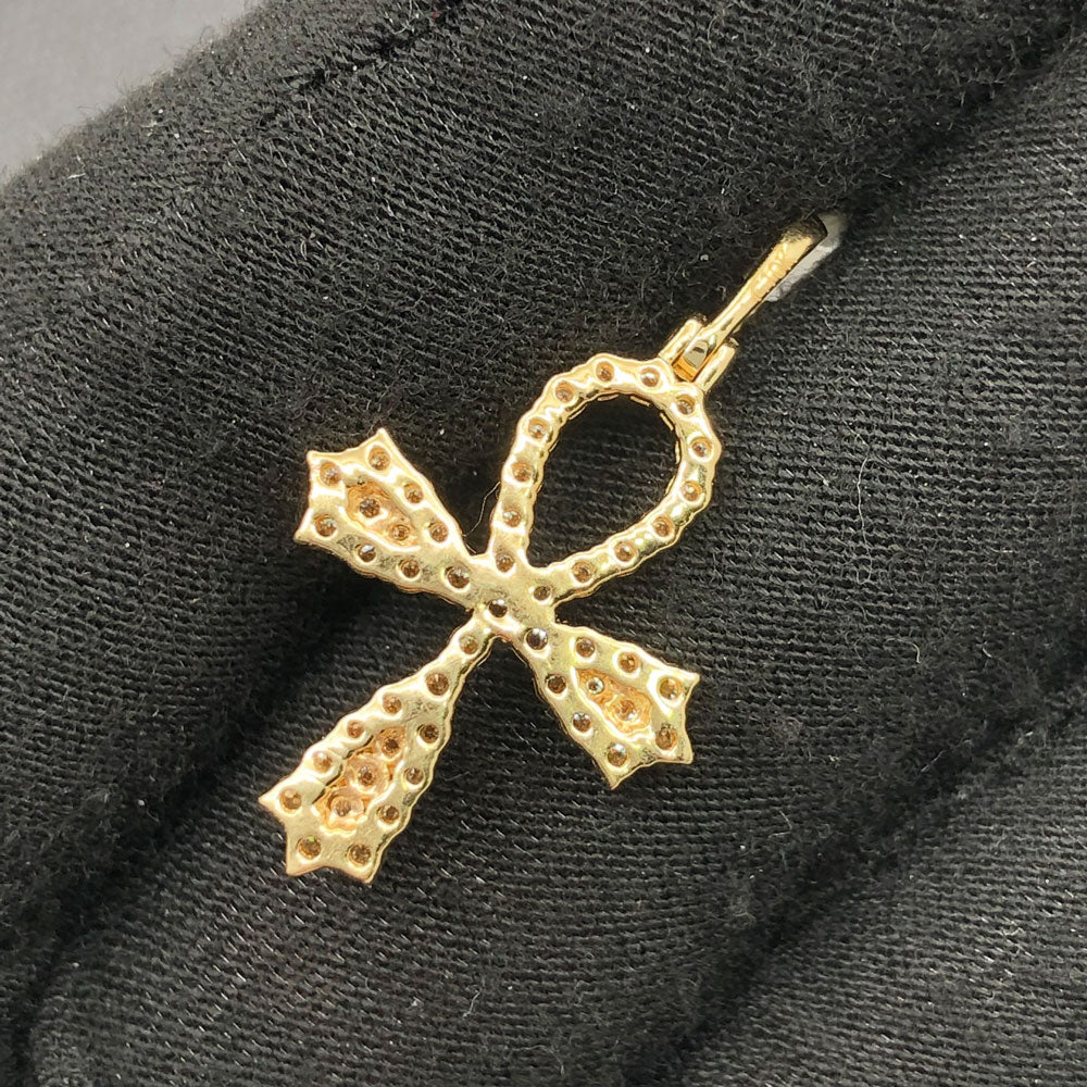Mini Thick Ankh Cross .75cttw Diamond Pendant 10K Yellow Gold HipHopBling