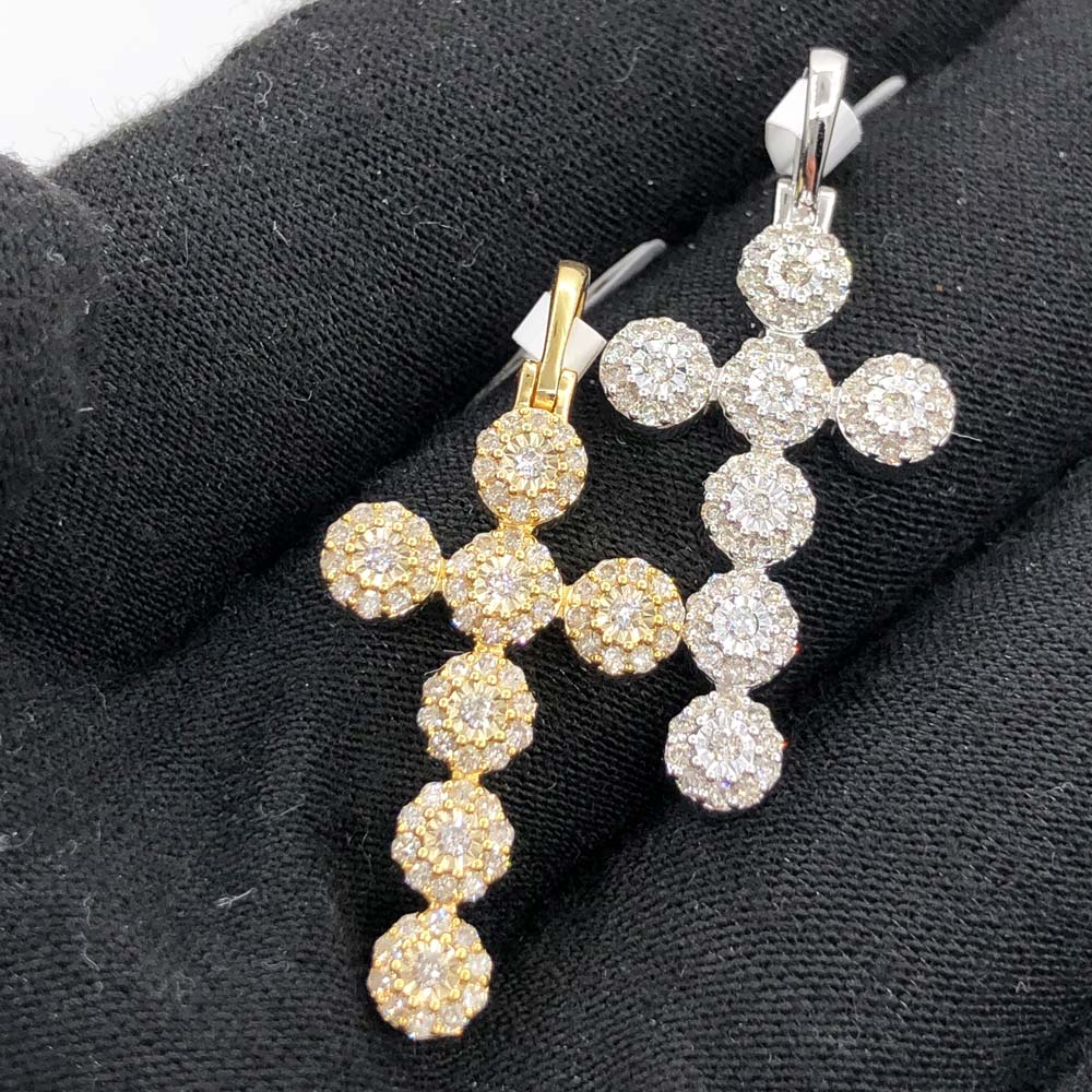 Miracle Cluster Cross .54cttw Diamond Pendant 10K White Or Yellow Gold 10K Yellow Gold HipHopBling