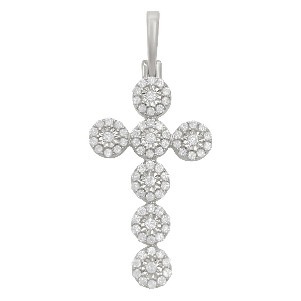 Miracle Cluster Cross .54cttw Diamond Pendant 10K White Or Yellow Gold HipHopBling