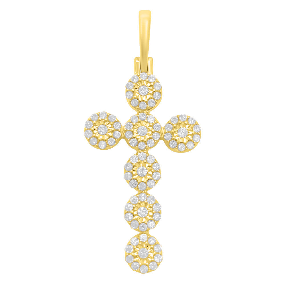 Miracle Cluster Cross .54cttw Diamond Pendant 10K White Or Yellow Gold HipHopBling