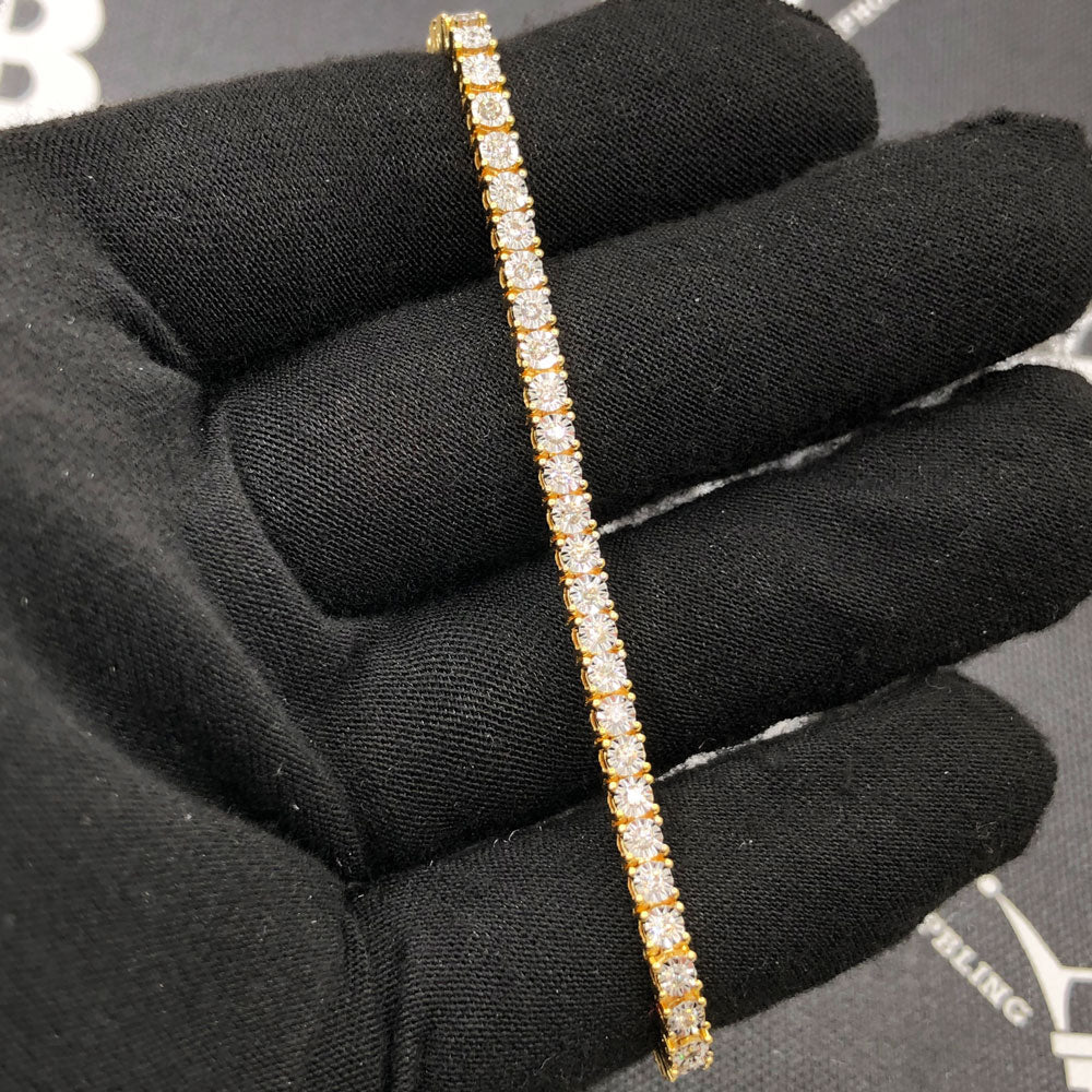 Miracle Tennis Bracelet 1.25cttw Diamond 10K Yellow Gold HipHopBling
