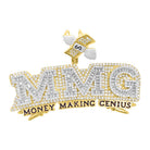 MMG Money Making Genius CZ Hip Hop Iced Out Pendant Yellow Gold HipHopBling