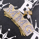 MMG Money Making Genius CZ Hip Hop Iced Out Pendant Yellow Gold HipHopBling