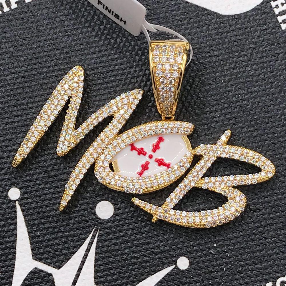 MOB CZ Hip Hop Bling Bling Pendant Yellow Gold HipHopBling