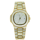 Modern CZ Stainless Steel Watch in Gold HipHopBling