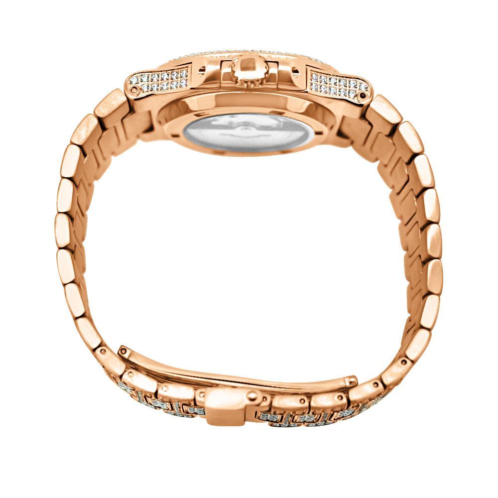 Modern CZ Stainless Steel Watch in Rose Gold HipHopBling