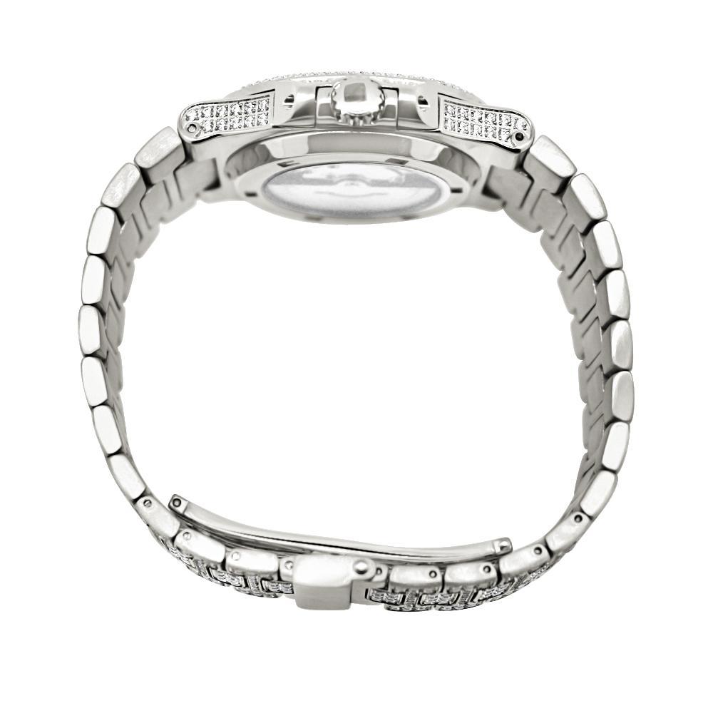 Modern CZ Stainless Steel Watch in White Gold HipHopBling