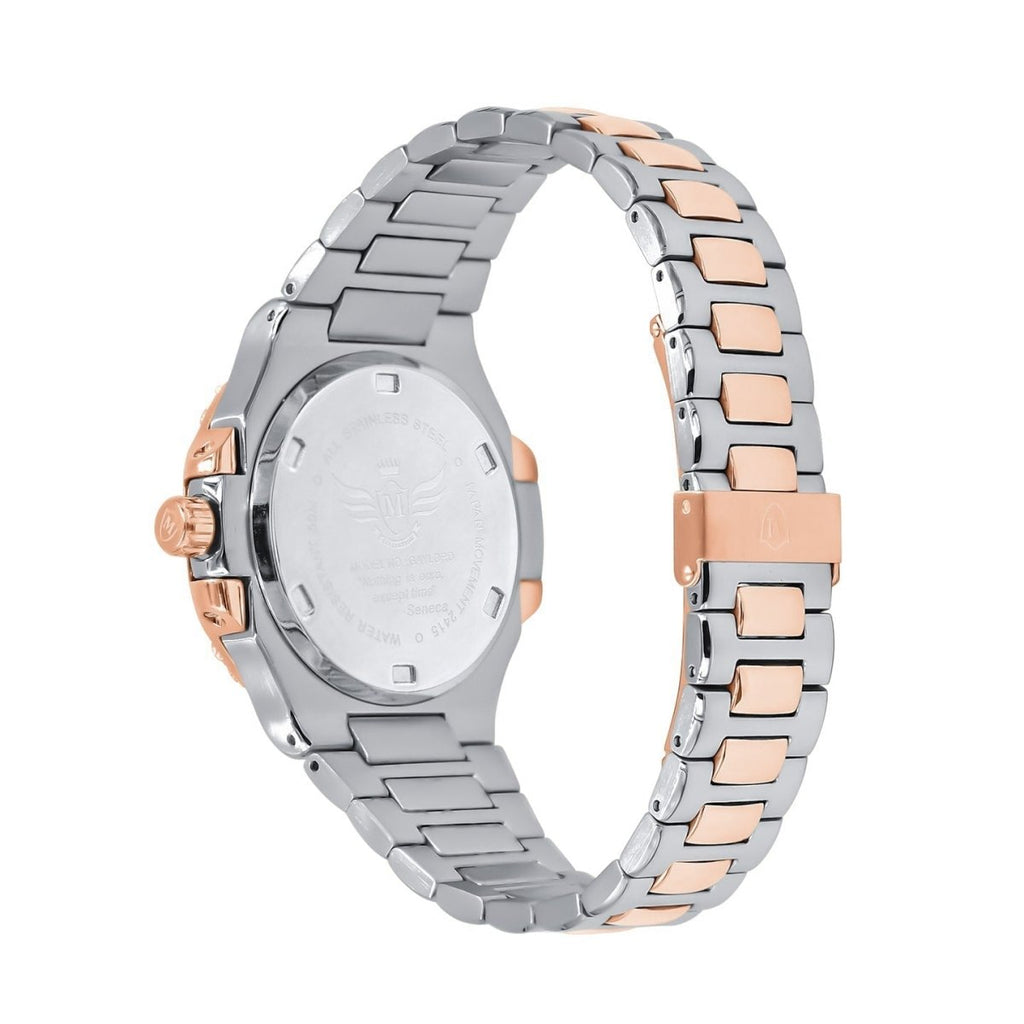 Modern Stainless Steel CZ Bezel Sports Watch 2 - Tone Gold HipHopBling