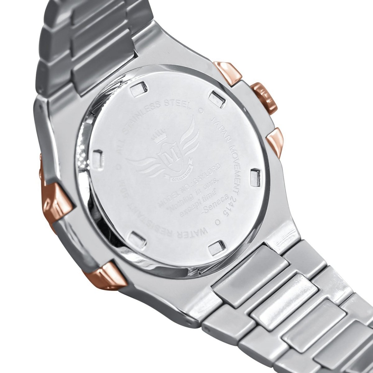 Modern Stainless Steel CZ Bezel Sports Watch 2 - Tone Gold HipHopBling