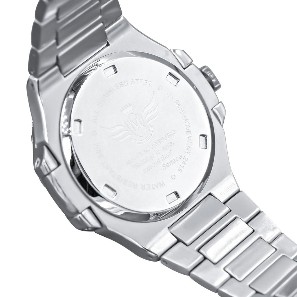 Modern Stainless Steel CZ Bezel Sports Watch White Gold HipHopBling