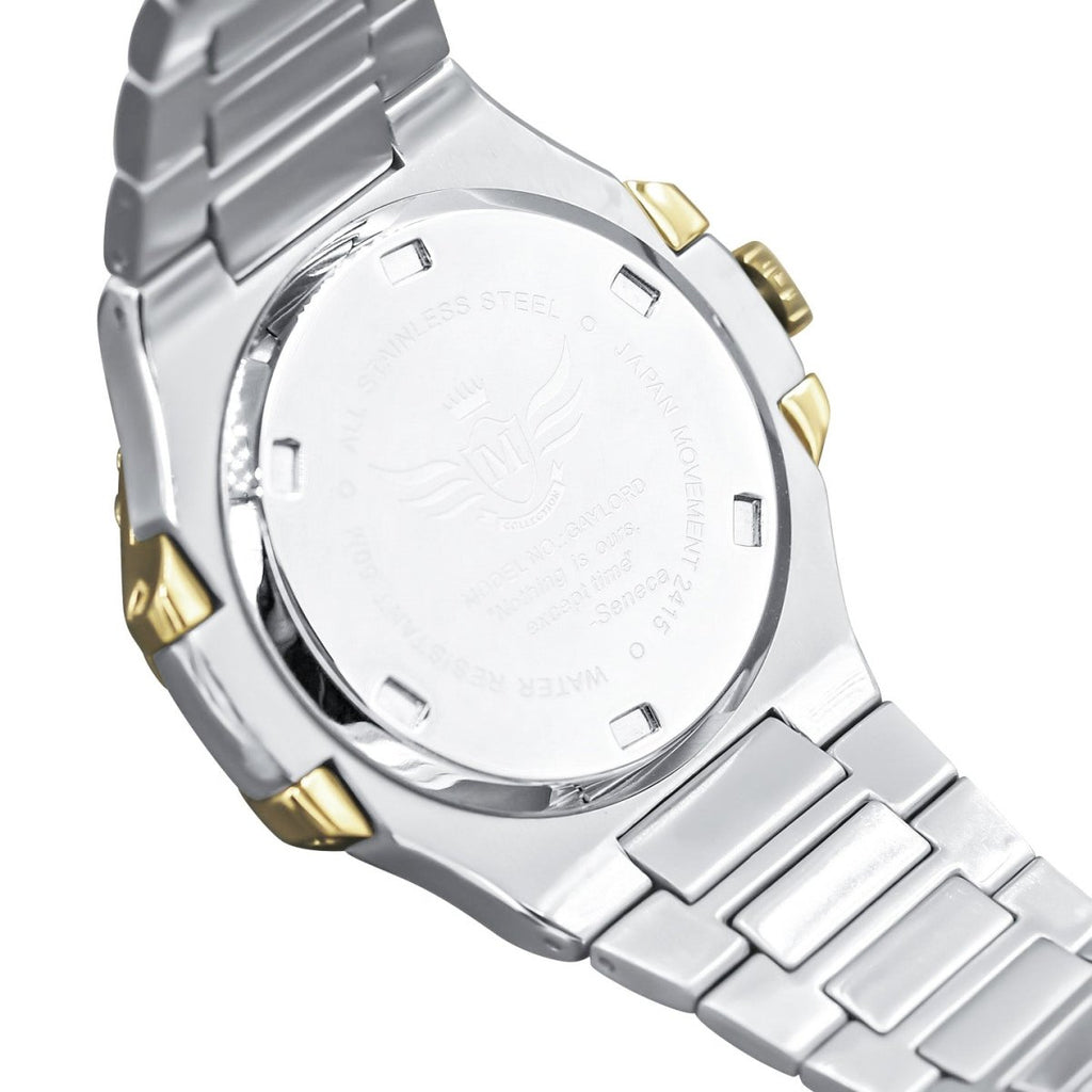 Modern Stainless Steel CZ Bezel Sports Watch White Gold HipHopBling