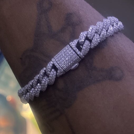 Moissanite 2 Row Cuban Link Iced Out Bracelet 9MM .925 Sterling Silver 8" Bracelet HipHopBling