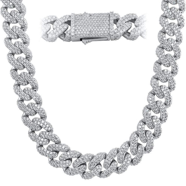 JUNVirtuous Cuban Link Chain Set - Necklace, Bracelet, Earrings, Iced Out With Rhinestones - View #7