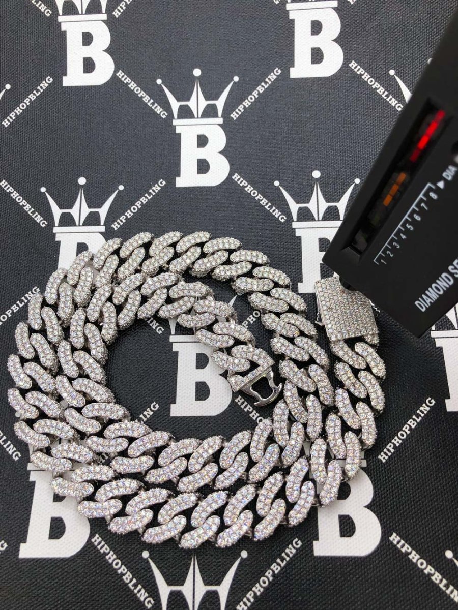 Moissanite 3D Cuban Chain Iced Out .925 Sterling Silver 18" HipHopBling