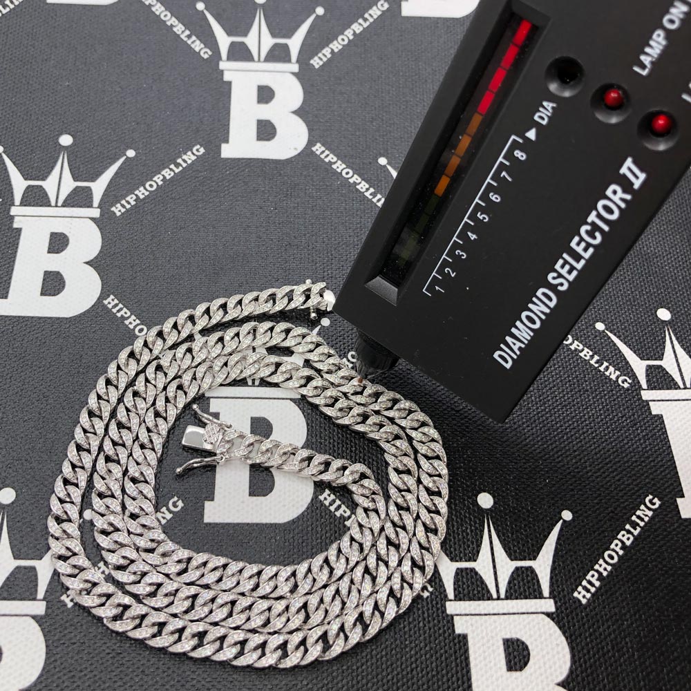 Moissanite 6MM Cuban Iced Out Chain .925 Sterling Silver 18" HipHopBling