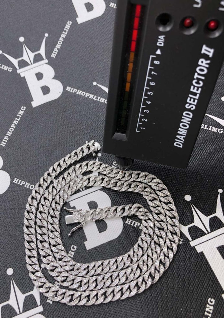 Moissanite 6MM Cuban Iced Out Chain .925 Sterling Silver 18" HipHopBling
