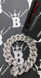 Moissanite Baguette Cuban Iced Out Bracelet 18MM .925 Sterling Silver 8" Bracelet HipHopBling