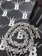 Moissanite Byzantine Chain Iced Out .925 Sterling Silver 18" HipHopBling