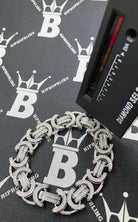 Moissanite Byzantine Chain Iced Out .925 Sterling Silver 8" Bracelet HipHopBling