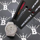Moissanite Crown Hip Hop Bling Bustdown Leather Watch 20 Carats White Gold HipHopBling