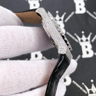 Moissanite Crown Hip Hop Bling Bustdown Leather Watch 20 Carats White Gold HipHopBling