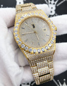 Moissanite Crown Iced Out Hip Hop Bling Bustdown Watch 50 Carats White Gold HipHopBling