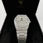 Moissanite Crown Iced Out Hip Hop Bling Bustdown Watch 50 Carats White Gold HipHopBling