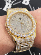 Moissanite Crown Iced Out Hip Hop Bling Bustdown Watch 50 Carats White Gold HipHopBling