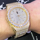 Moissanite Crown Iced Out Hip Hop Bling Bustdown Watch 50 Carats White Gold HipHopBling