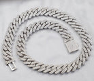 Moissanite Cuban Sharp Link Iced Out Chain 15MM .925 Sterling Silver 18" HipHopBling