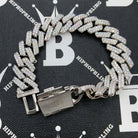 Moissanite Cuban Sharp Link Iced Out Chain 15MM .925 Sterling Silver 18" HipHopBling
