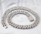 Moissanite Cuban Sharp Link Iced Out Chain 15MM .925 Sterling Silver 18" HipHopBling