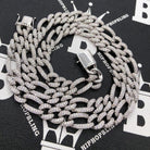 Moissanite Figaro Chain Iced Out .925 Sterling Silver 18" HipHopBling
