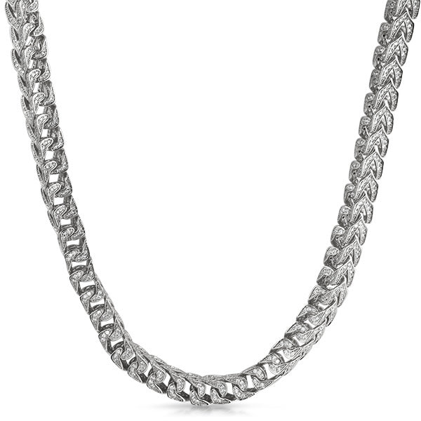 Moissanite Franco Iced Out Chain .925 Sterling Silver 18" HipHopBling