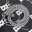 Moissanite Iced Out Cuban Chain Sharp Link 13MM .925 Sterling Silver 18" HipHopBling
