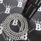 Moissanite Iced Out Cuban Chain Sharp Link 13MM .925 Sterling Silver 18" HipHopBling