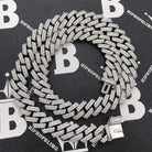Moissanite Iced Out Cuban Chain Sharp Link 13MM .925 Sterling Silver 18" HipHopBling