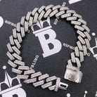 Moissanite Iced Out Cuban Chain Sharp Link 13MM .925 Sterling Silver 18" HipHopBling