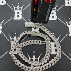 Moissanite Iced Out Miami Cuban Link Chain 13MM .925 Sterling Silver 18" HipHopBling