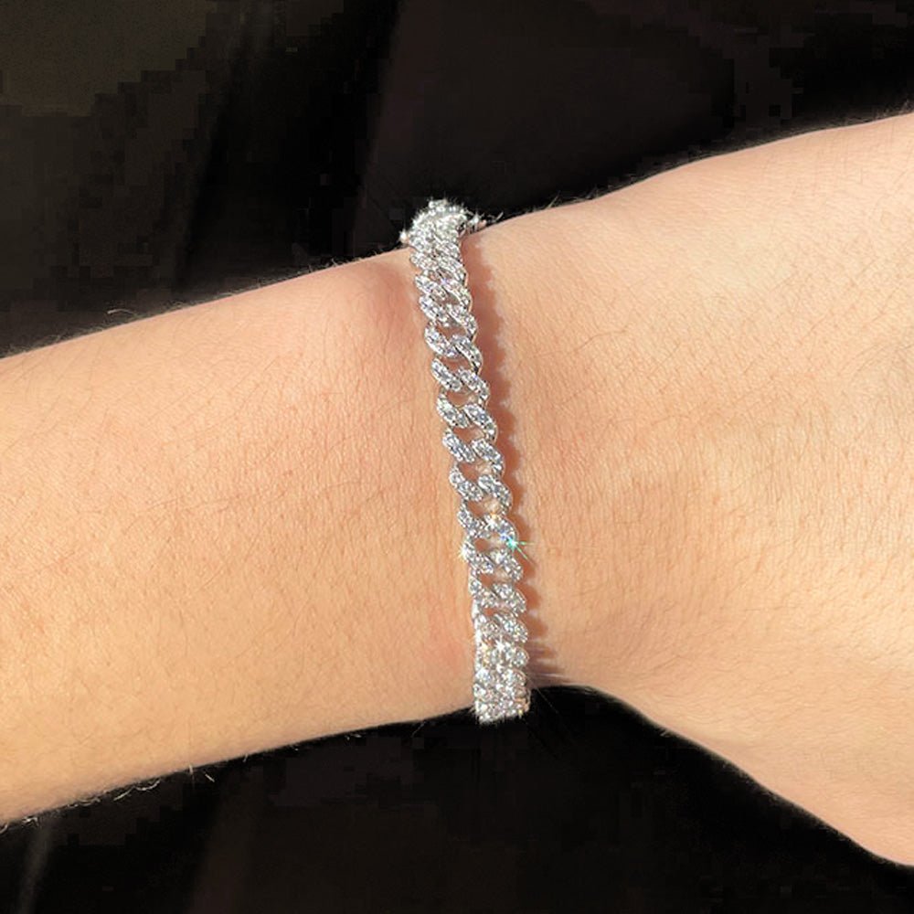 Moissanite Miami Cuban Chain 6MM .925 Sterling Silver 7" Bracelet HipHopBling