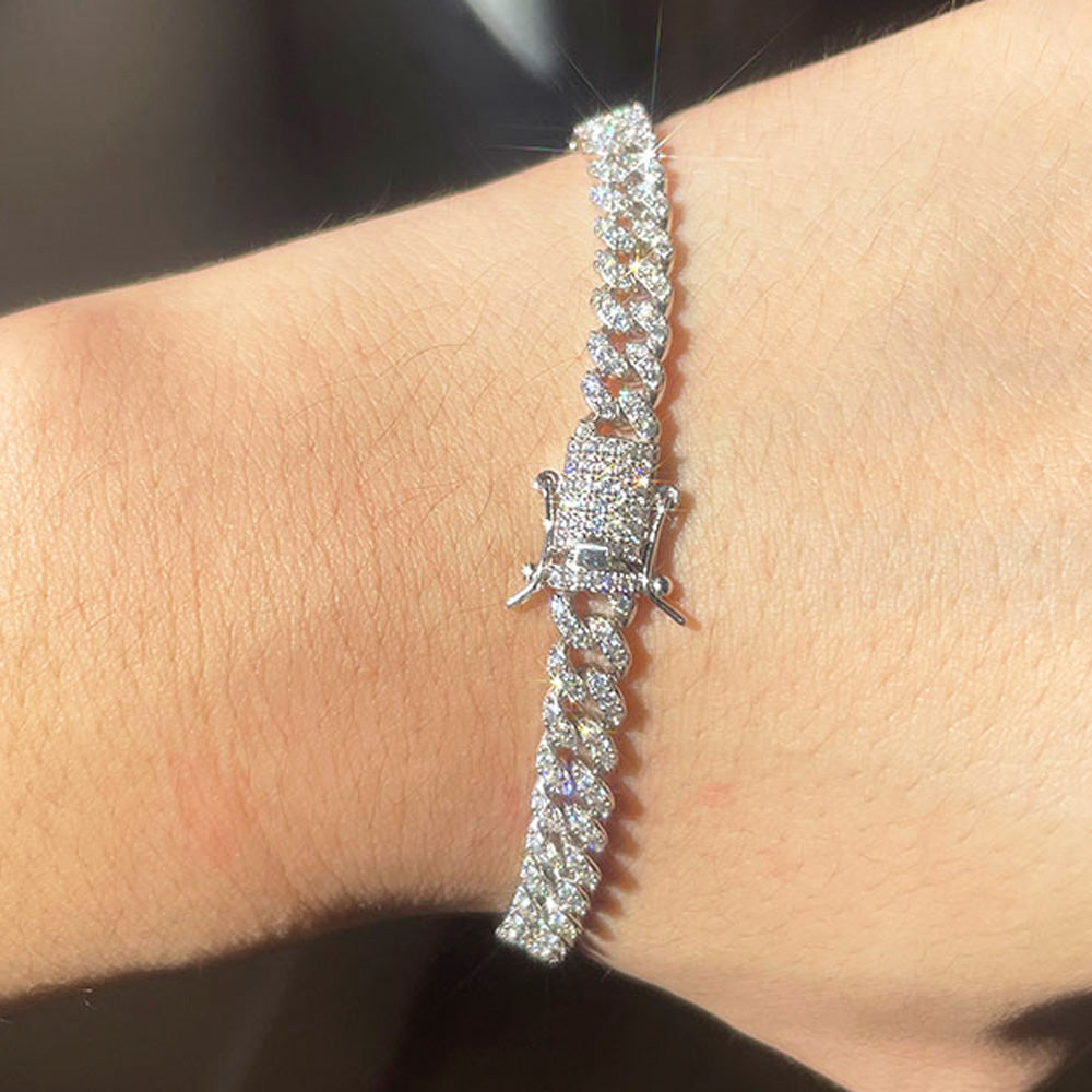 Iced out Figaro link bracelet – Bijouterie Gonin