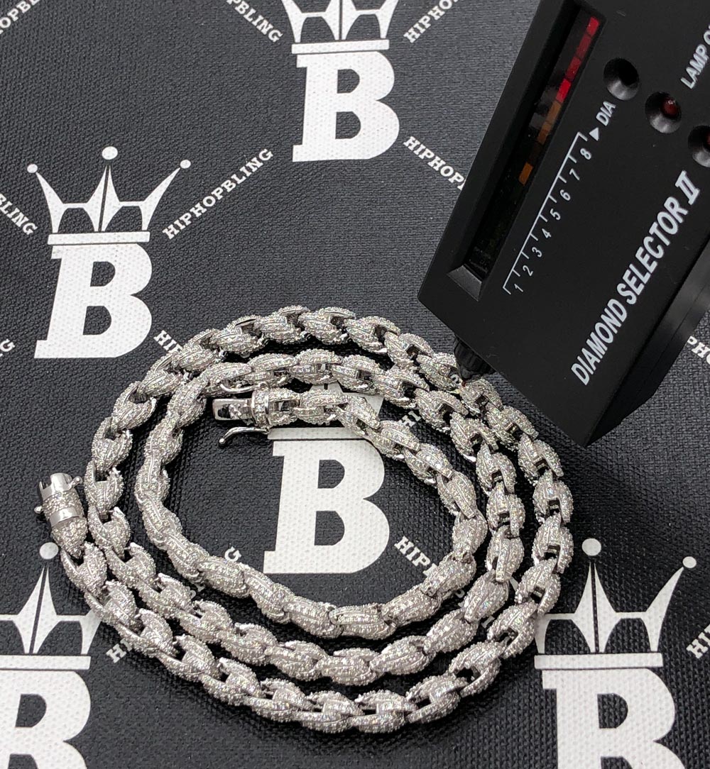 Moissanite Rope Iced Out Chain .925 Sterling Silver 18" HipHopBling