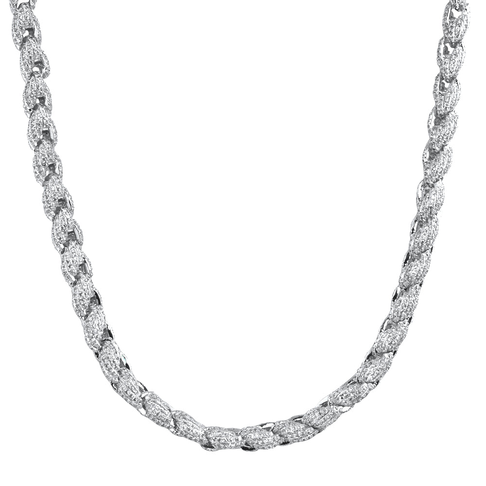 Moissanite Rope Iced Out Chain .925 Sterling Silver 18" HipHopBling