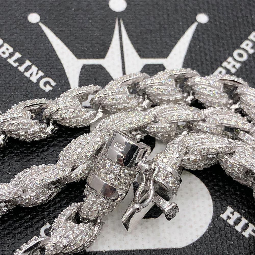 Moissanite Rope Iced Out Chain .925 Sterling Silver HipHopBling