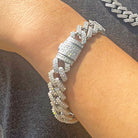 Moissanite Sharp Cuban Link Iced Out Bracelet 13MM .925 Sterling Silver 8" Bracelet HipHopBling