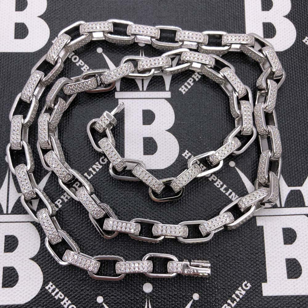 Moissanite Venetian Box Iced Out Chain .925 Sterling Silver 18" HipHopBling