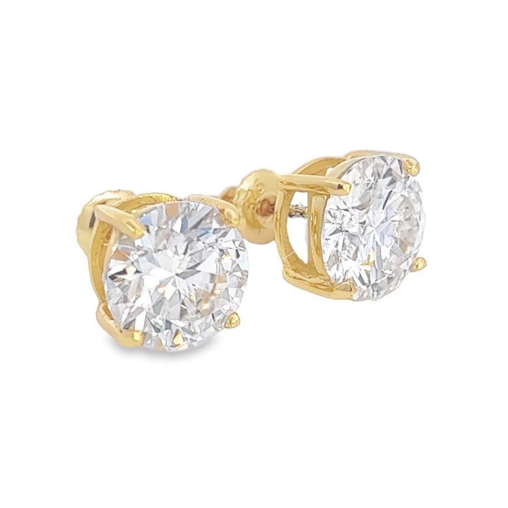 Moissanite VVS D Ideal Cut Stud Earrings in .925 Sterling Silver White Gold 6.5MM (2.00 Carats) HipHopBling