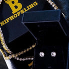 Moissanite VVS D Ideal Cut Stud Earrings in .925 Sterling Silver Yellow Gold 6.5MM (2.00 Carats) HipHopBling
