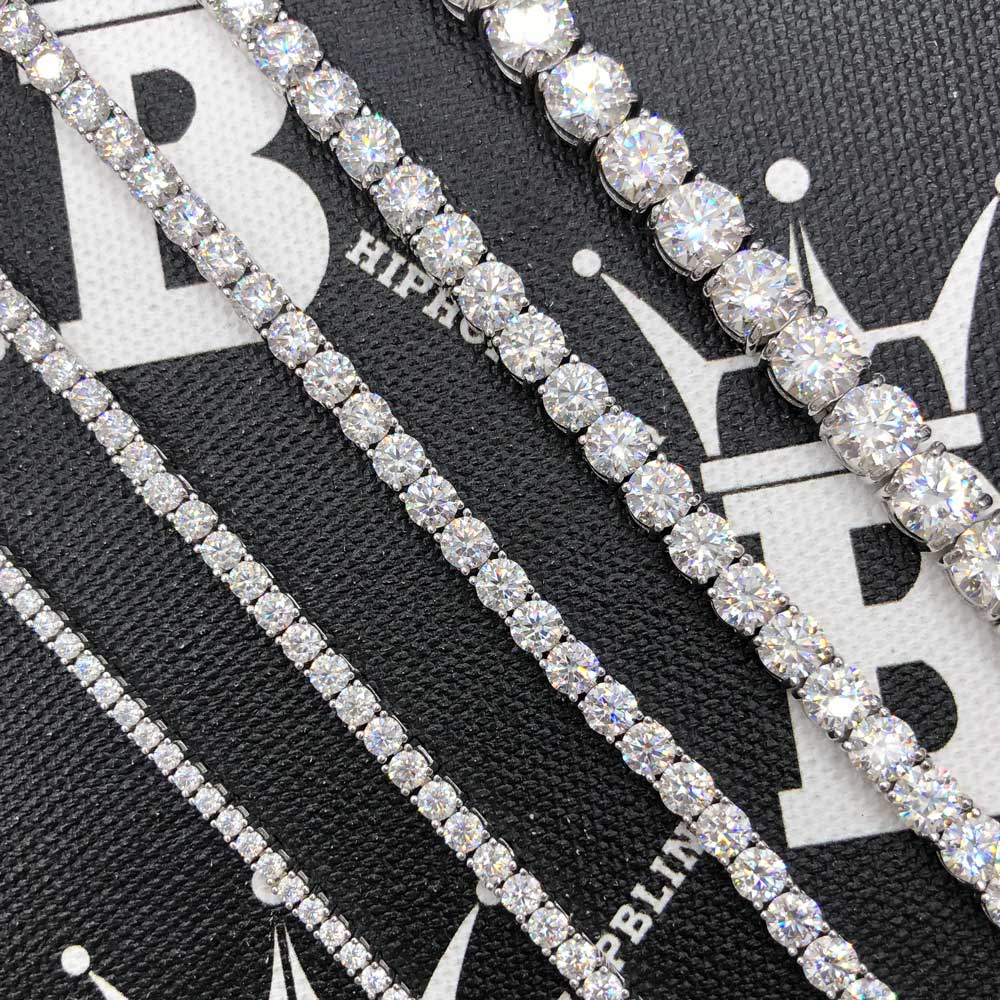 Tennis Chain Real Single Row ICED Necklace MOISSANITE PASSES DIAMOND TEST  3-7mm