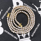 Moissanite VVS D Ideal Cut Tennis Chain in .925 Sterling Silver 3MM 18" Yellow Gold HipHopBling
